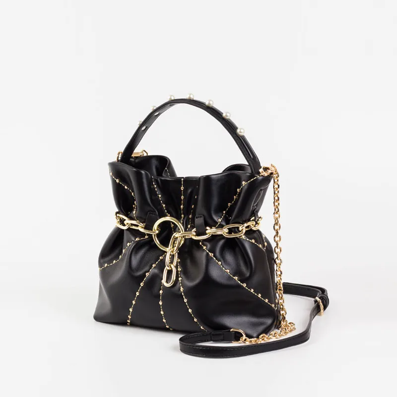 Pure Color Soft Leather Bucket Bag Female Handbag 2019 New Fashion Rivet Chain Shoulder Messenger Bags
Pure Color Soft Leather Bucket Bag Female Handbag 2019 New Fashion Rivet Chain Shoulder Messenger Bags