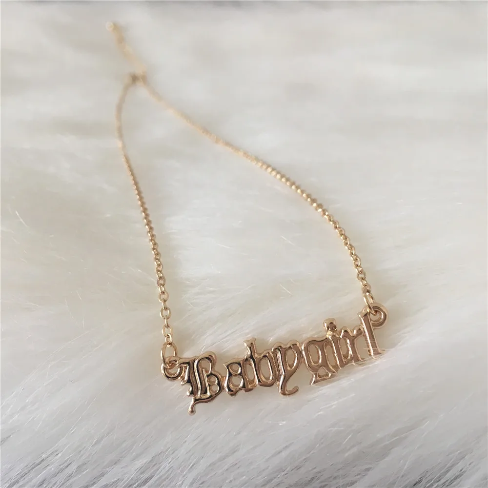 Old English Name Necklace Gold Letter Babygirl Honey Horizental Vertical Pendant Necklace for Women Gothic Fashion New Arrivals
Old English Name Necklace Gold Letter Babygirl Honey Horizental Vertical Pendant Necklace for Women Gothic Fashion New Arrivals