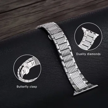 stylish Diamond bracelet Butterfly clasp Stainless Steel Strap for Apple Watch Bands 44mm 42mm,For iwatch 40/38mm series 5/4/3/2/1
stylish Diamond bracelet Butterfly clasp Stainless Steel Strap for Apple Watch Bands 44mm 42mm,For iwatch 40/38mm series 5/4/3/2/1