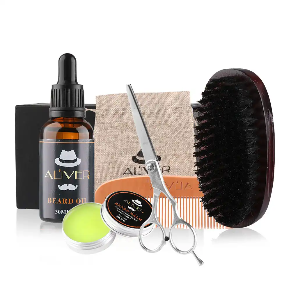 kit with beard oil , brush,comb,beard cream scissors grooming &