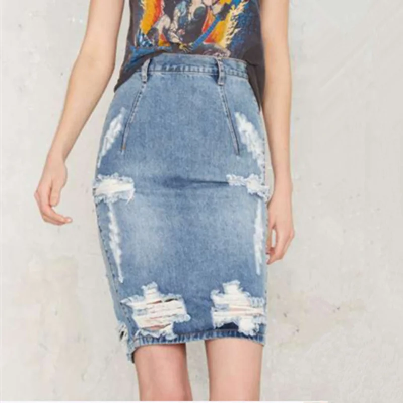 LOGAMI High Waist Knee Length Denim Pencil Skirts Womens Ripped Back Split Jean Skirt Spring Summer Midi Skirt
LOGAMI High Waist Knee Length Denim Pencil Skirts Womens Ripped Back Split Jean Skirt Spring Summer Midi Skirt