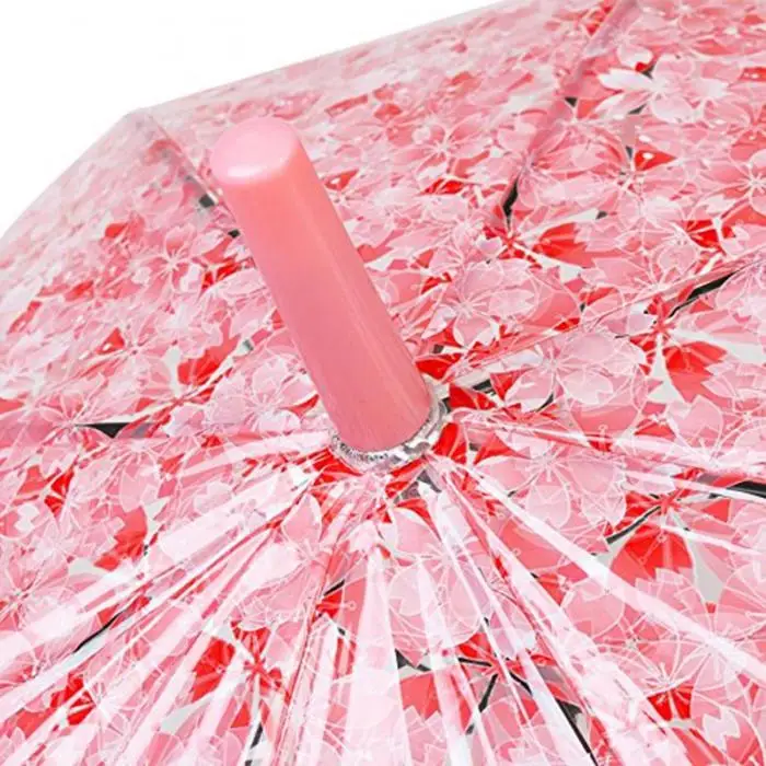 Fashion Transparent Parapluie Creative Women Rain Sun Umbrella Long Handle Cherry Blossom Mushroom Princess Romantic Umbrella