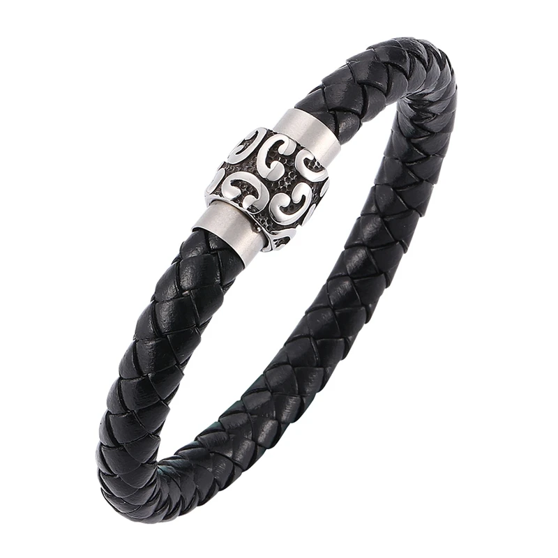 Newest Simple Bracelet Men Jewelry Black Braided Leather Bracelet Vintage Stainless Steel Magnetic Clasps Male Wrist Band SP0085
Newest Simple Bracelet Men Jewelry Black Braided Leather Bracelet Vintage Stainless Steel Magnetic Clasps Male Wrist Band SP0085