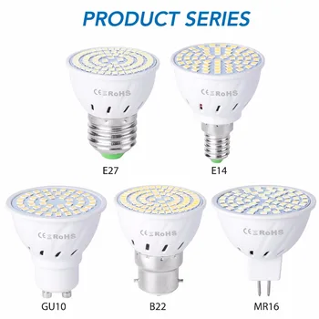 

GU10 LED E27 Lamp E14 Spotlight Bulb 48 60 80leds lampara 220V GU 10 bombillas led MR16 gu5.3 Lampada Spot light B22 5W 7W 9W