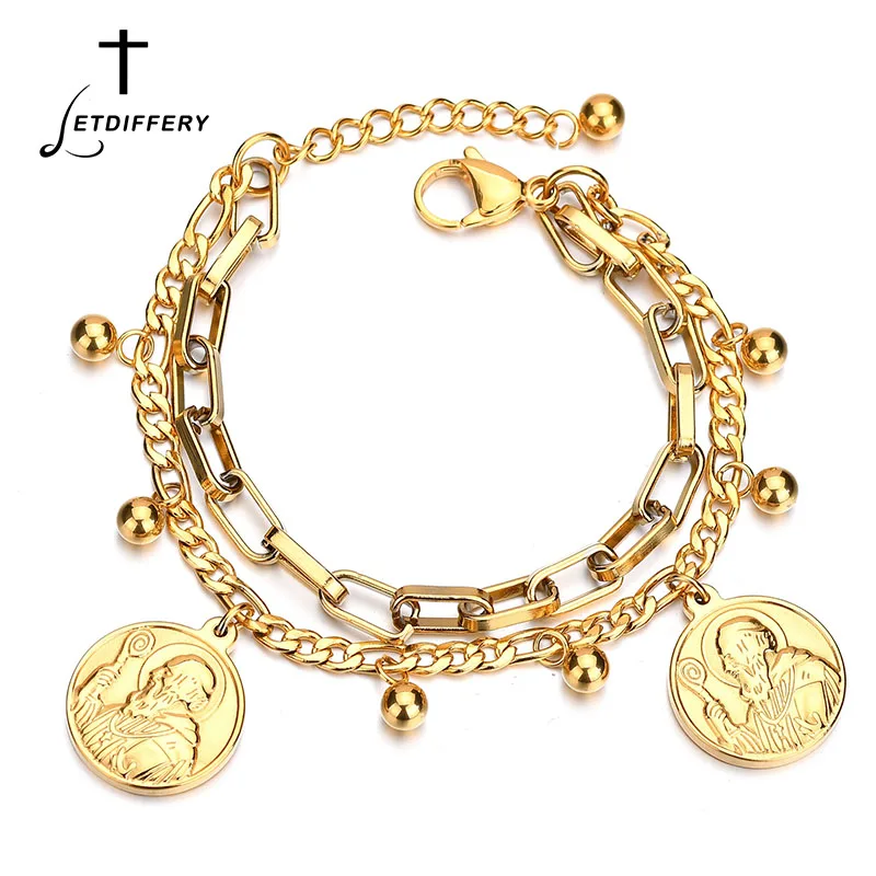 Letdiffery Charm Jewelry Multi Layers Jesus Medallion Bangles Stainless Steel God Amulet Bracelet For Men And Women
Letdiffery Charm Jewelry Multi Layers Jesus Medallion Bangles Stainless Steel God Amulet Bracelet For Men And Women
