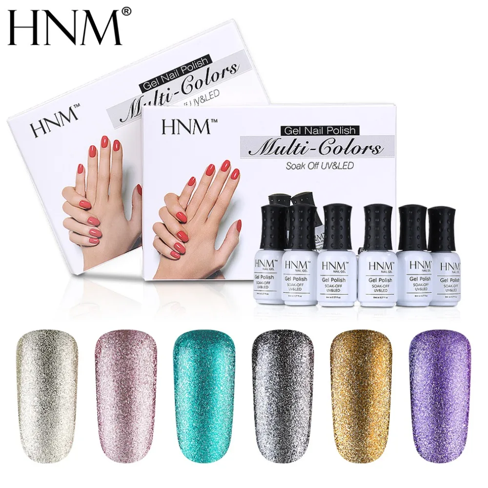 HNM 6Pcs/set Glitter UV Nail Bling Gel Polish Sets 8ML Gelpolish Gel Varnish Lucky Lacquer Semi Permanent Painting Gellak Kit
HNM 6Pcs/set Glitter UV Nail Bling Gel Polish Sets 8ML Gelpolish Gel Varnish Lucky Lacquer Semi Permanent Painting Gellak Kit