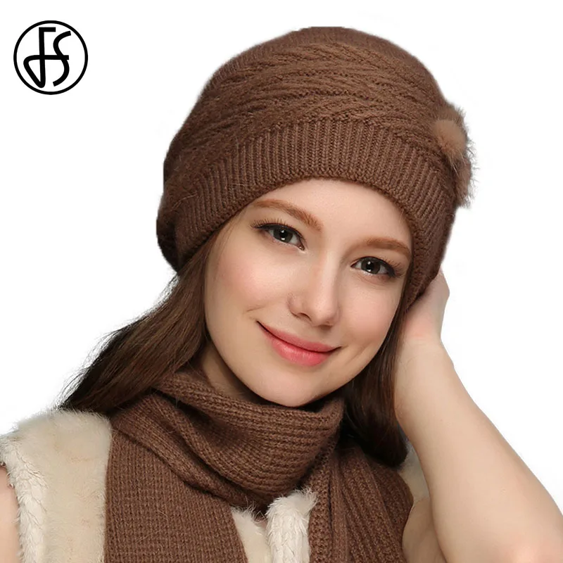 FS Winter Wool Knit Hat Beanie Scarf Set For Women Knitted Skullies Beanies Brown Gray Fur Pom Pom Hats Bonnet Foulard Femme
FS Winter Wool Knit Hat Beanie Scarf Set For Women Knitted Skullies Beanies Brown Gray Fur Pom Pom Hats Bonnet Foulard Femme