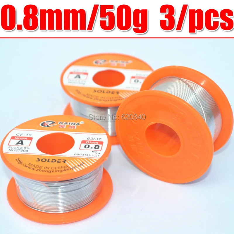 

Free Shipping 3/pcs 0.8mm 50g Tin Lead Melt Rosin Core Solder Soldering Wire Reel