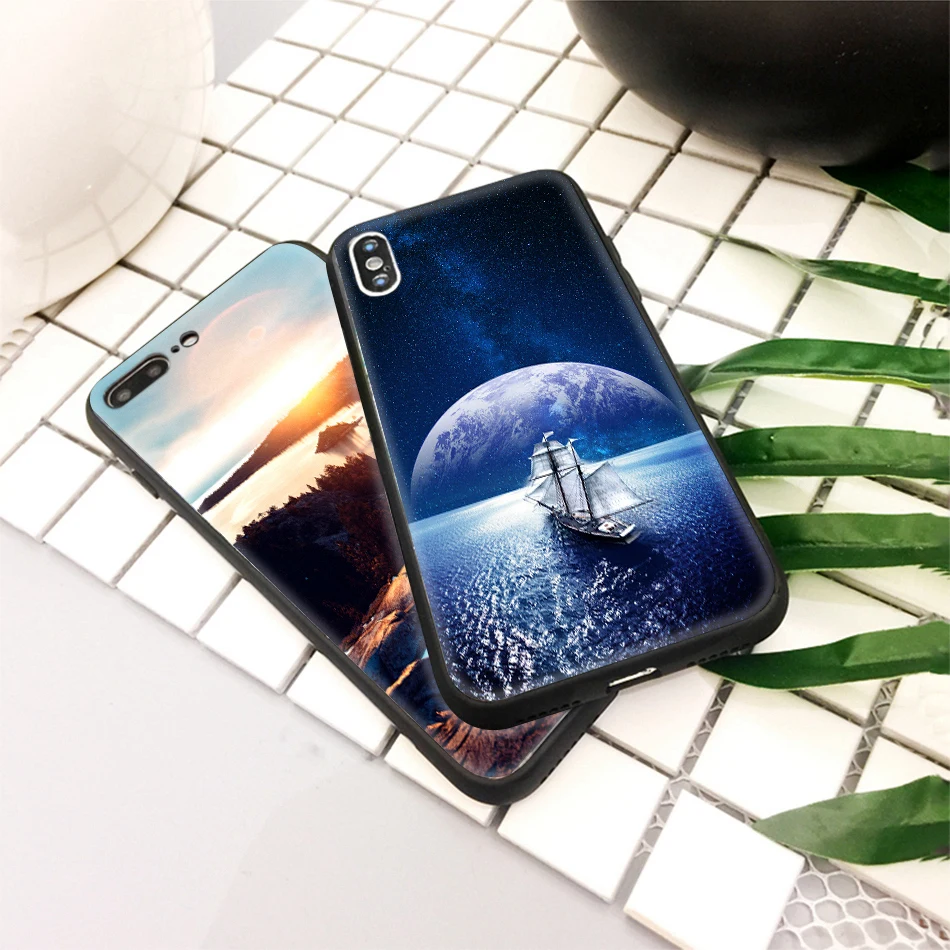 TOMKAS Star Sky Pattern Glass Case For iPhone X 7 8 6 6 s Cover Phone Cases For iPhone 7 8 6 6s Plus X Case Silione TPU PC Coque (14)