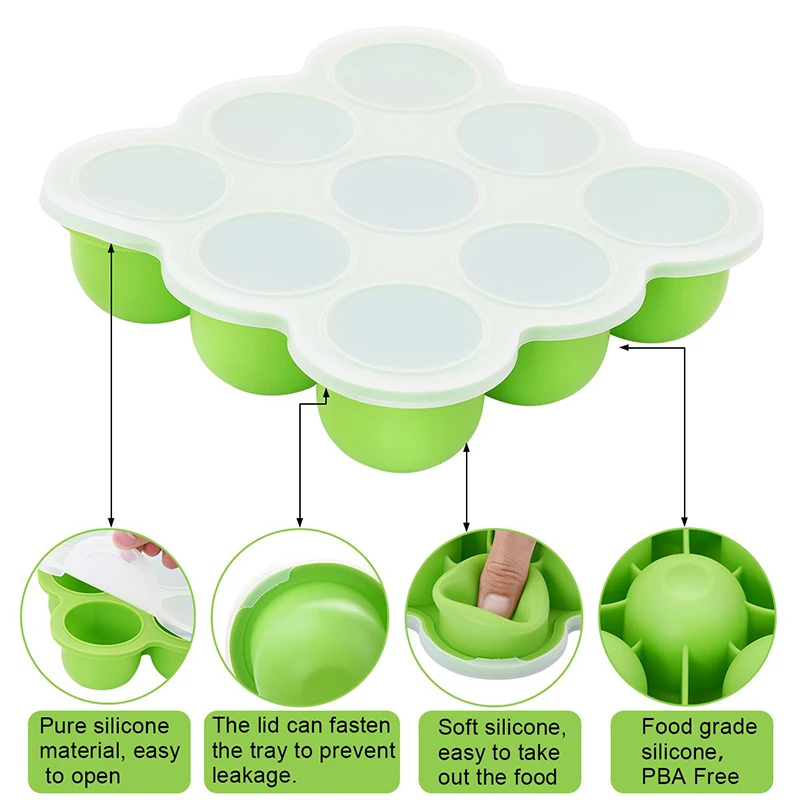 Food Freezer Trays Silicone Baby Food Storage Containers 9 Large Cup With Clip-On Lids BPA For Homemade Baby Food Safe&Reusable
Food Freezer Trays Silicone Baby Food Storage Containers 9 Large Cup With Clip-On Lids BPA For Homemade Baby Food Safe&Reusable