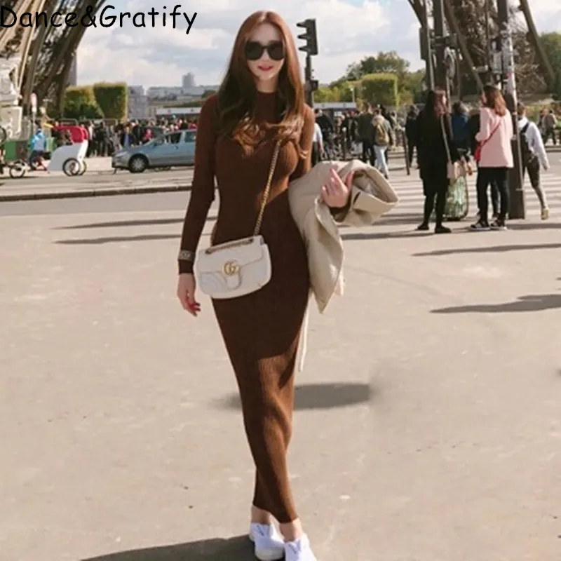 New 2019 Autumn Winter Long Dress Women Knitted Sweater Dresses Vintage Slim Bodycon Sheath Party Dress
New 2019 Autumn Winter Long Dress Women Knitted Sweater Dresses Vintage Slim Bodycon Sheath Party Dress
