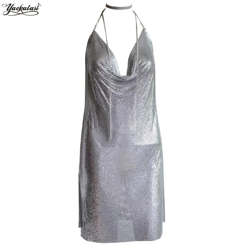 YACKALASI Women Party Dress Sexy Club Kendall Jenner Vestidios Diamond Halter Spaghetti Silver Metal Mesh Elegant Deep V Backles
YACKALASI Women Party Dress Sexy Club Kendall Jenner Vestidios Diamond Halter Spaghetti Silver Metal Mesh Elegant Deep V Backles