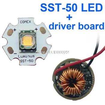 

Luminus SST-50 LED Emitter 1300LM 3.4-3.7V 10W 3000K Led 20mm Copper Board + SST50 driver circuit board 5 MODE for flashlights