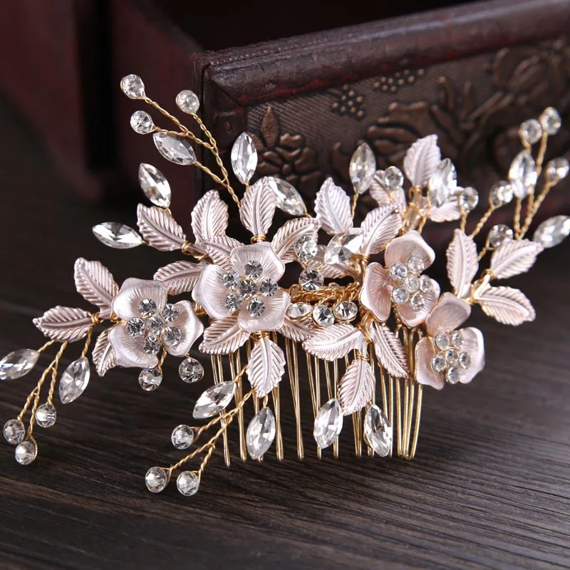 Gold Metal Hair Combs Jewellery Crystal Rhinestone Flower Tiaras Headpiece Bridal Hair Jewelry Wedding Hair Piece Accessories VL
Gold Metal Hair Combs Jewellery Crystal Rhinestone Flower Tiaras Headpiece Bridal Hair Jewelry Wedding Hair Piece Accessories VL