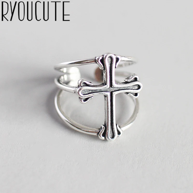 RYOUCUTE Real Pure 925 Sterling Silver Jewelry Retro Punk Large Cross Rings for Women Wedding Finger Open Ring Anillos Anelli
RYOUCUTE Real Pure 925 Sterling Silver Jewelry Retro Punk Large Cross Rings for Women Wedding Finger Open Ring Anillos Anelli
