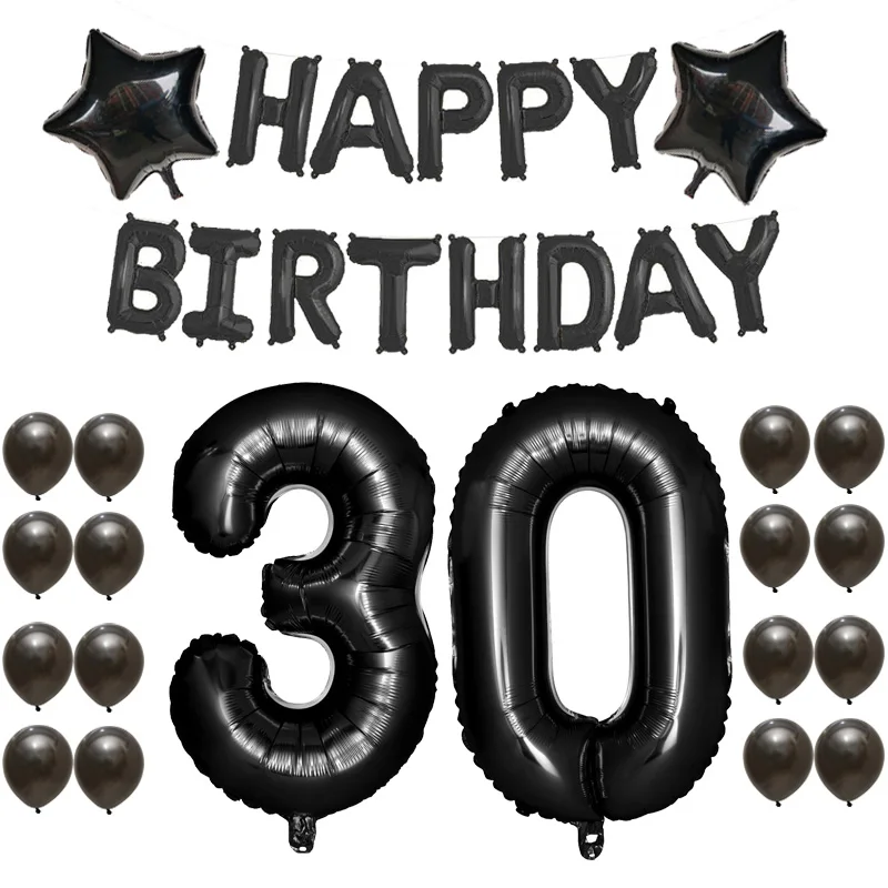 33pc 40 inch black American Design Number Balloon congratulate 30 40 50 18 old Birthday Party Decoration For adult's 30 birthday
33pc 40 inch black American Design Number Balloon congratulate 30 40 50 18 old Birthday Party Decoration For adult's 30 birthday