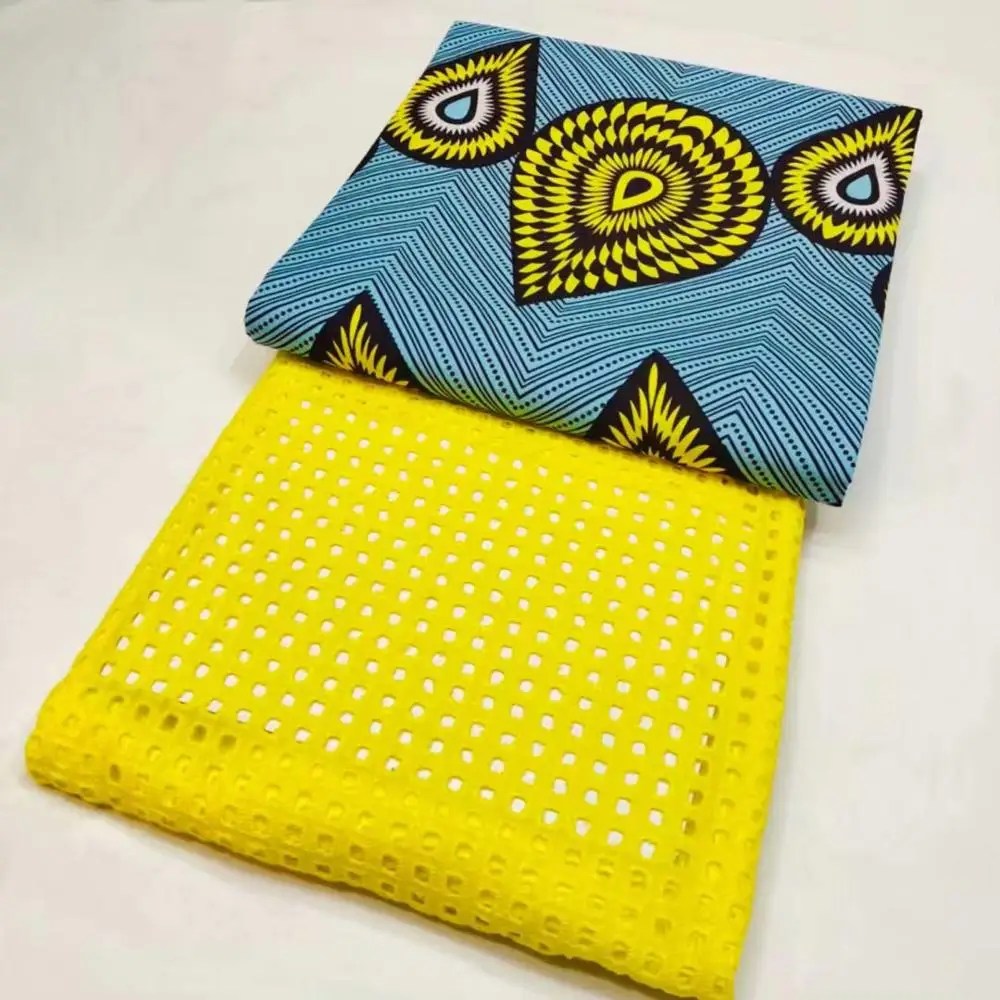 ankara african wax print fabric match swiss voile lace in switzerland yellow lace fabric cotton lace tissu wax 3+2.5yard WY-1
ankara african wax print fabric match swiss voile lace in switzerland yellow lace fabric cotton lace tissu wax 3+2.5yard WY-1