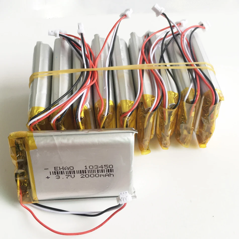10 PCS 3.7V 2000mAh Lithium Polymer LiPo Rechargeable Battery JST 1.0 3PIN Plug 103450 For Mp3 DVD PAD PSP Camera GPS Laptop
10 PCS 3.7V 2000mAh Lithium Polymer LiPo Rechargeable Battery JST 1.0 3PIN Plug 103450 For Mp3 DVD PAD PSP Camera GPS Laptop