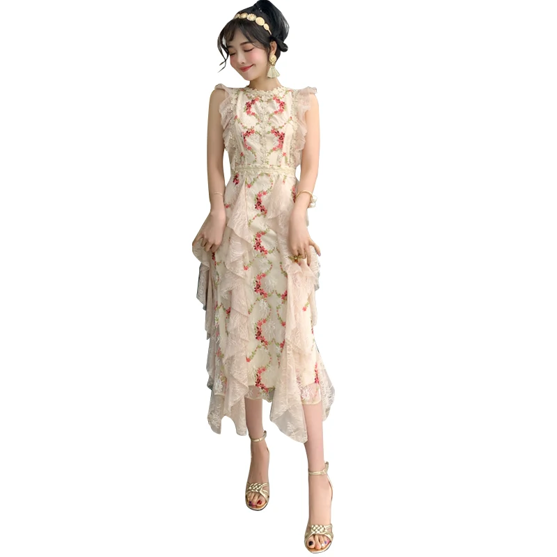 Aihuyigun 2019 summer ruffle sleeveless lace dress sweet elegant women mesh flower embroidery long dress DR176
Aihuyigun 2019 summer ruffle sleeveless lace dress sweet elegant women mesh flower embroidery long dress DR176