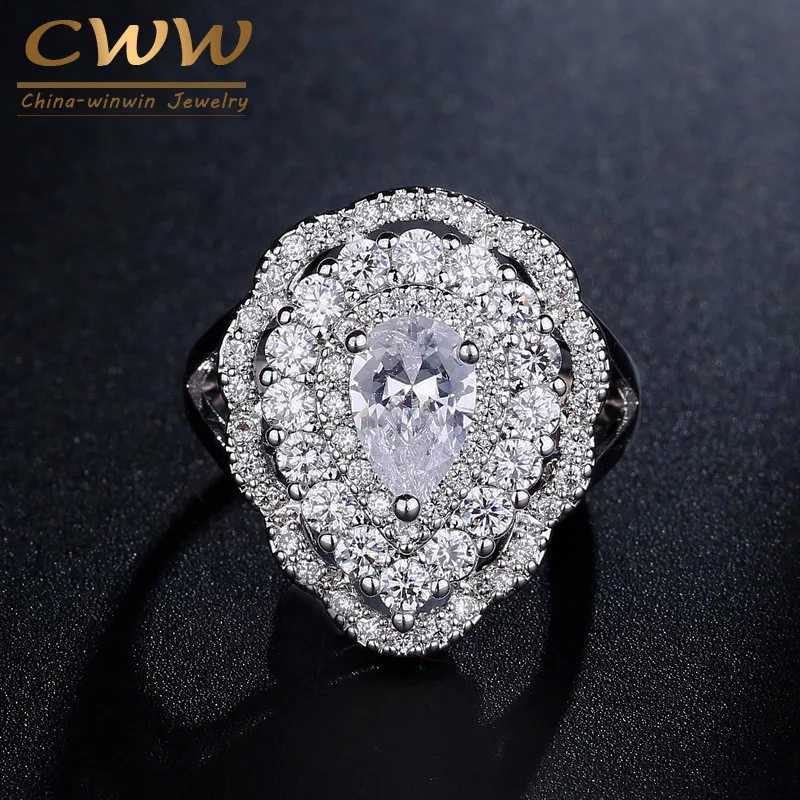 CWWZircons Brand Vintage White Gold Color Large CZ Stone Setting Wedding Band Ring For Women Engagement Jewelry R103
CWWZircons Brand Vintage White Gold Color Large CZ Stone Setting Wedding Band Ring For Women Engagement Jewelry R103