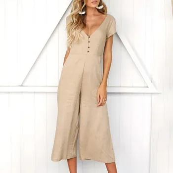 2019 Women Summer Fashion Loose Long Overalls Jumpsuit Sexy V Neck Backless Strap Jumpsuit Romper Bodysuit Pants with Bow
2019 Women Summer Fashion Loose Long Overalls Jumpsuit Sexy V Neck Backless Strap Jumpsuit Romper Bodysuit Pants with Bow