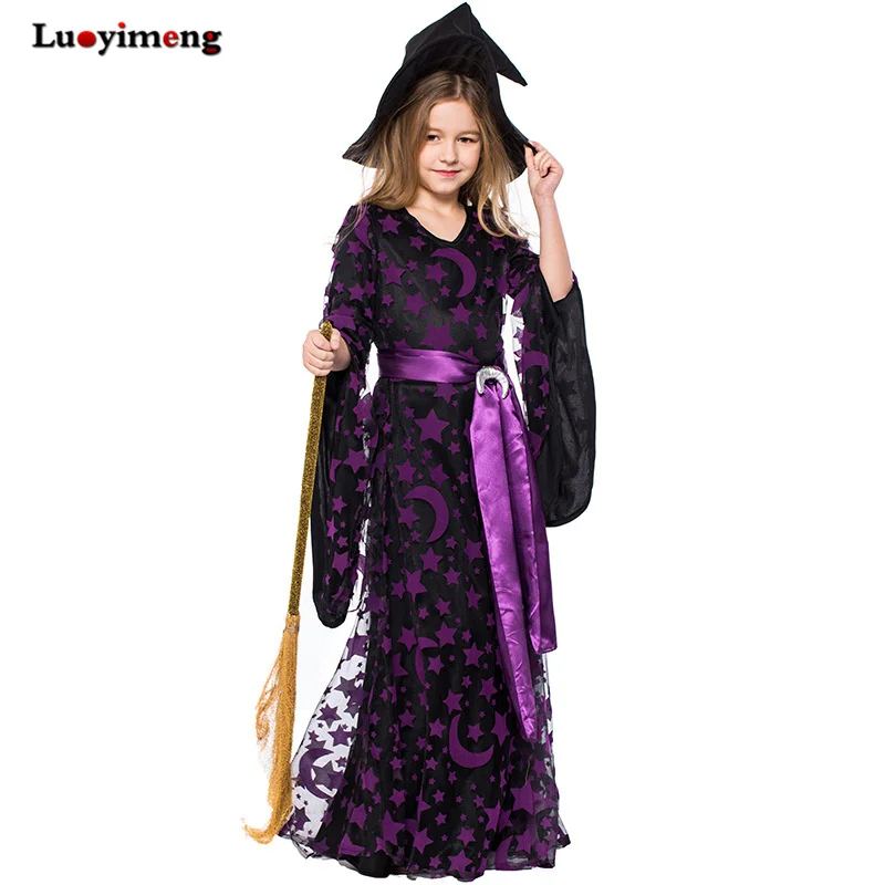Girls Halloween Witch Cosplay Dress Children Purple Star Printed Carnival Party Long Dresses Cosplay Masquerade Costume For Kids
Girls Halloween Witch Cosplay Dress Children Purple Star Printed Carnival Party Long Dresses Cosplay Masquerade Costume For Kids