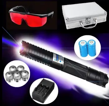 High Power 450nm 500000m Blue Laser Pointers Pen focus focusable burn Cigares wood lazer torch 5 star caps charger box 
High Power 450nm 500000m Blue Laser Pointers Pen focus focusable burn Cigares wood lazer torch 5 star caps charger box