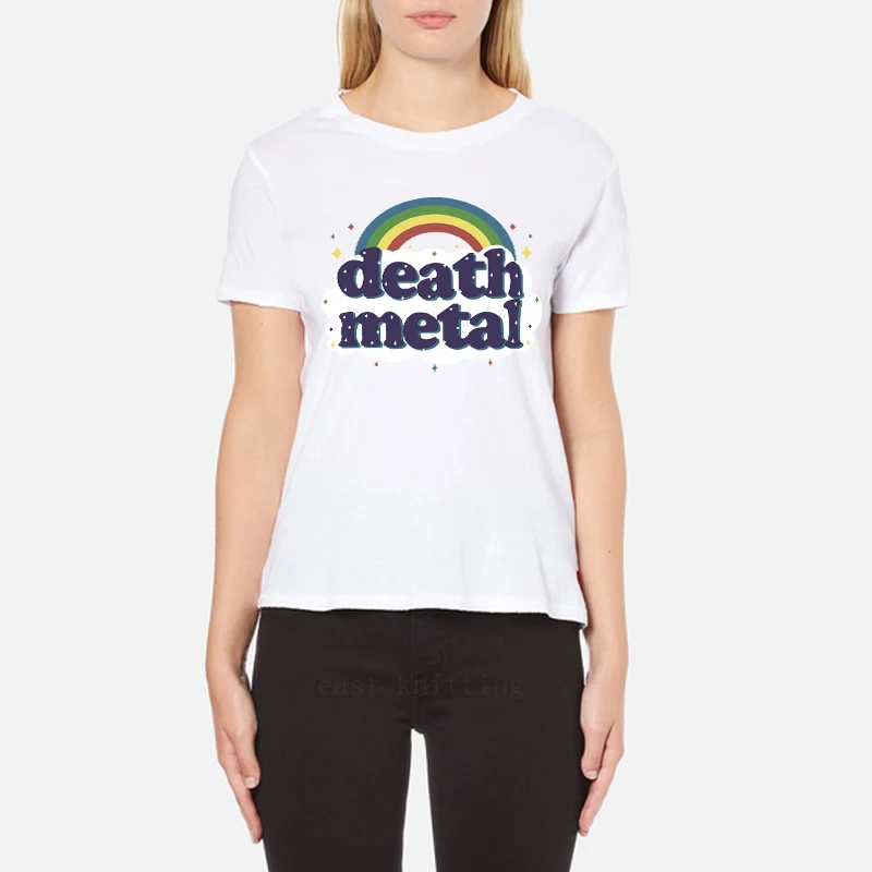H689 New Women Fashion Summer Short Sleeves Female Iridescence Print Death Metal T shirt
H689 New Women Fashion Summer Short Sleeves Female Iridescence Print Death Metal T shirt