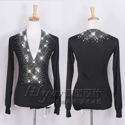 Shiny Rhinestone Latin Dance Tops Men High-end Custom Black V-collar Long-sleeved Slim Top Shirts Male Ballroom Latin Dress
Shiny Rhinestone Latin Dance Tops Men High-end Custom Black V-collar Long-sleeved Slim Top Shirts Male Ballroom Latin Dress