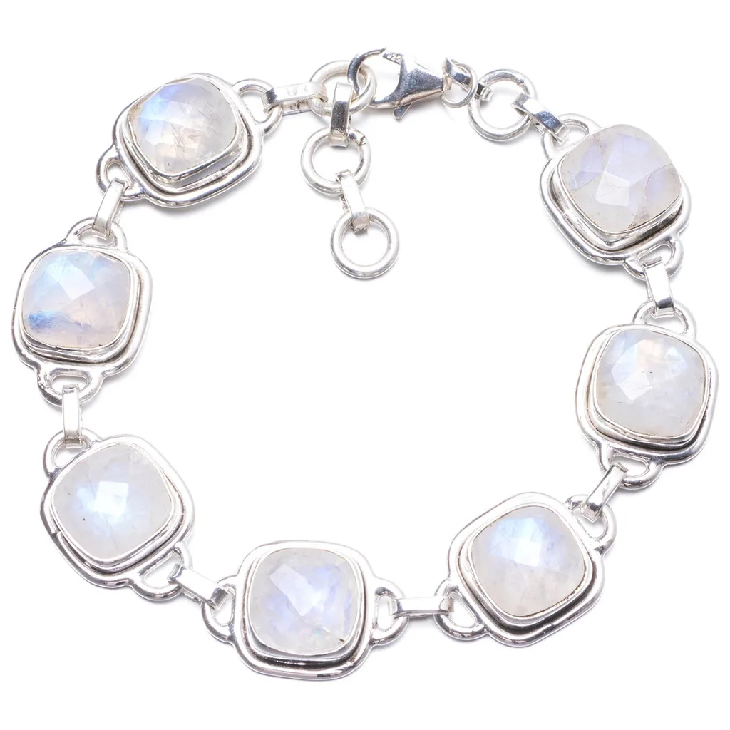 Natural Rainbow Moonstone Handmade Unique 925 Sterling Silver Bracelet 7 1/4-8" Y2021
Natural Rainbow Moonstone Handmade Unique 925 Sterling Silver Bracelet 7 1/4-8" Y2021