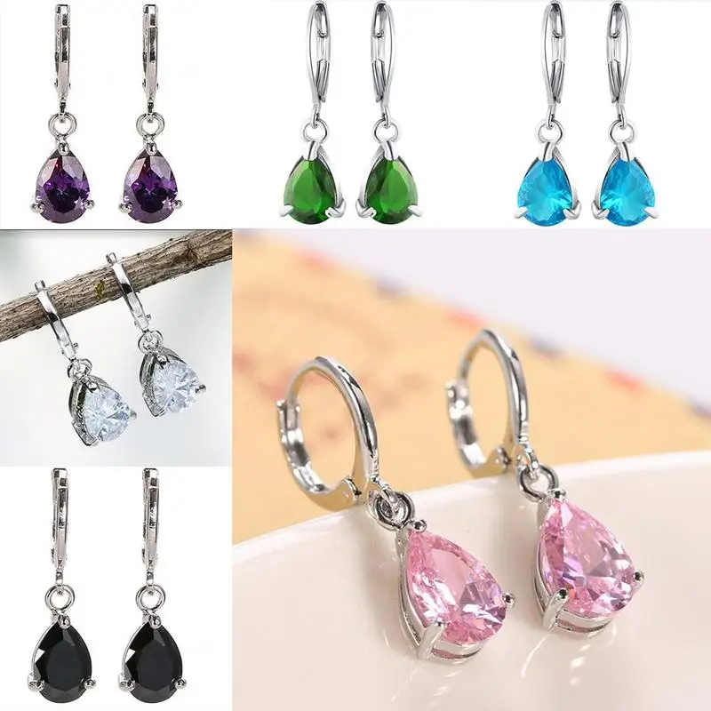 1pair Water Drop Multicolor Zircon Earrings Simple Party Jewelry Multi-color Optional Glossy Appearance Crystal Earrings
1pair Water Drop Multicolor Zircon Earrings Simple Party Jewelry Multi-color Optional Glossy Appearance Crystal Earrings