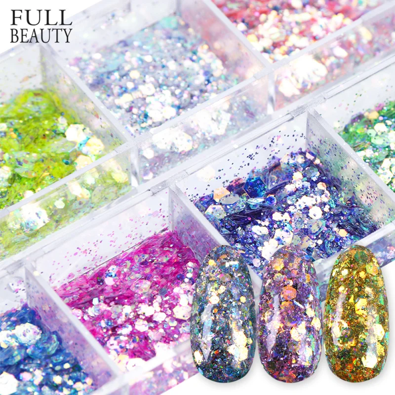 12 Grids Laser Mixed Powder Dust Nail Polish Flakes Sequins 3D Mermaid Hexagon Ultra-thin Slices for Nail Art Manicure Set CH735
12 Grids Laser Mixed Powder Dust Nail Polish Flakes Sequins 3D Mermaid Hexagon Ultra-thin Slices for Nail Art Manicure Set CH735