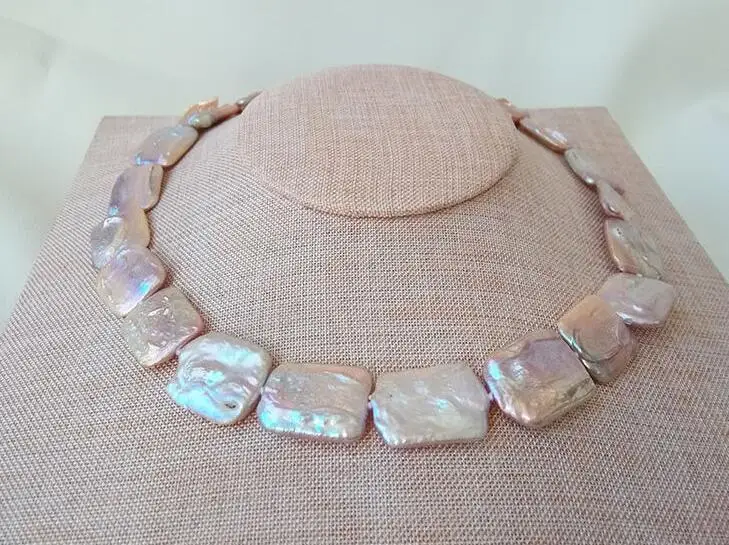 17-18mm cultured nucleated rectangle pink purple freshwater pearl necklace 18" 35"
17-18mm cultured nucleated rectangle pink purple freshwater pearl necklace 18" 35"