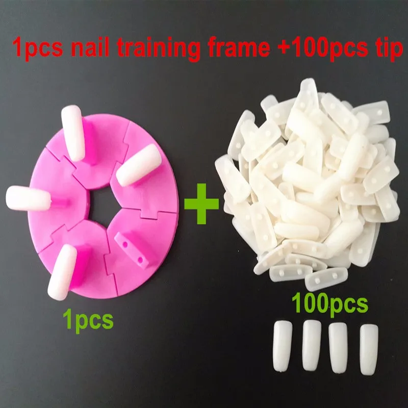 1pcs-nail-training-frame-100pcs-false-tips-Professional-Nail-Trainer-Tool-Adjustable-Nail-Art-frame-Practice