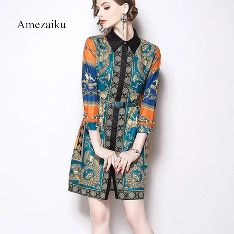 2018 quality autumn party Long sleeve shirt Green print Runway Designer Fashion Office OL Dress with belt vintage European Women
2018 quality autumn party Long sleeve shirt Green print Runway Designer Fashion Office OL Dress with belt vintage European Women