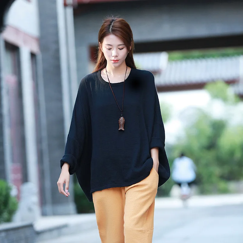 2018 autumn winter new cotton linen women t shirt solid color round neck cotton linen long-sleeved base women's T-shirt girl
2018 autumn winter new cotton linen women t shirt solid color round neck cotton linen long-sleeved base women's T-shirt girl