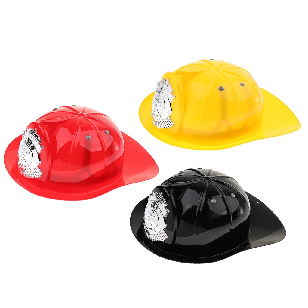 3 Pcs Role Play Game Toy Gear Plastic Fireman Helmet Fire Fighter Hat Kids Cosplay Set Toy