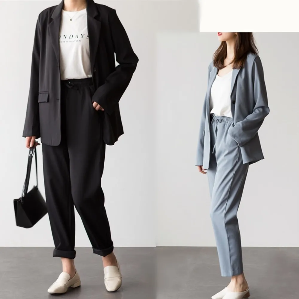 Good Quality Black Women Blazer Coats Long Sleeve Fashion Solid Office Lady Work Pant Sets Elastic Waist Casual Pants
Good Quality Black Women Blazer Coats Long Sleeve Fashion Solid Office Lady Work Pant Sets Elastic Waist Casual Pants