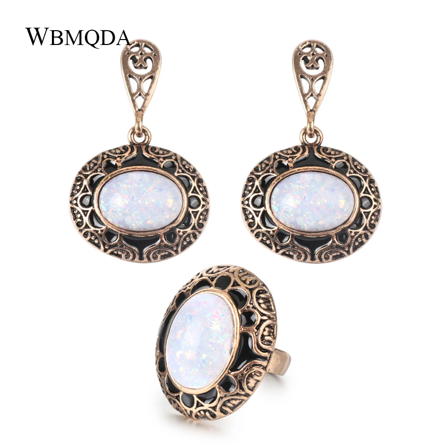 2 Pcs/lot Vintage Big Opal Stone Ring Earrings For Women Black Enamel Antique Gold Jewelry Sets Bohemian Jewellery
2 Pcs/lot Vintage Big Opal Stone Ring Earrings For Women Black Enamel Antique Gold Jewelry Sets Bohemian Jewellery