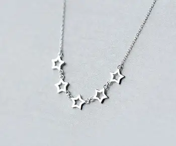 Real. 925 Sterling Silver 5STARS Pendant Necklace Charm Fine Jewelry Chain GTLX984 
Real. 925 Sterling Silver 5STARS Pendant Necklace Charm Fine Jewelry Chain GTLX984