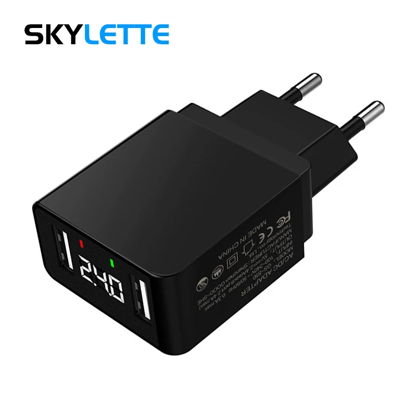 5V/2.4A Dual USB EU Charger LED Digital Display CE RoHS Travel Wall Charger Adapter For iPhone iPad Samsung Xiaomi Phone Tablet
5V/2.4A Dual USB EU Charger LED Digital Display CE RoHS Travel Wall Charger Adapter For iPhone iPad Samsung Xiaomi Phone Tablet