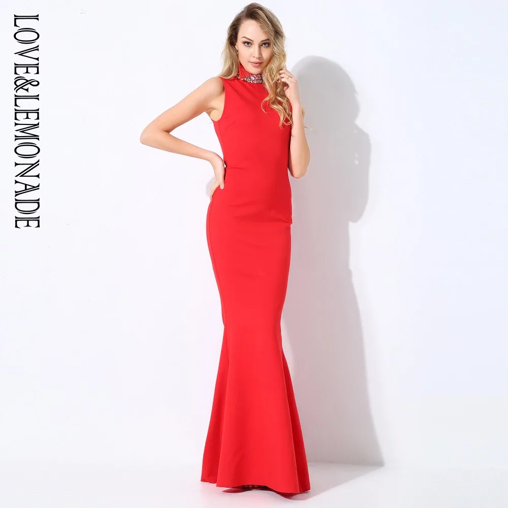 Love&Lemonade Red Collar Color Beaded Decoration Slim Tail Shape Long Dress LM1032
Love&Lemonade Red Collar Color Beaded Decoration Slim Tail Shape Long Dress LM1032