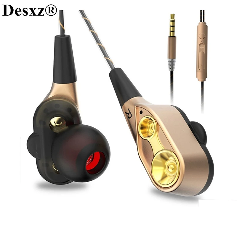 V3 Earphones Headphones Bass Dual Drive Stereo In-Ear With Microphone Computer Earbuds For Phone Sport Headsets | Электроника