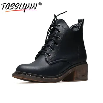 TASSLYNN 2019 Women Ankle Boots Fashion Square Heels PU Autumn Spring Shoes Round Toe Lace Up Shoes Woman Boots Size 34-43
TASSLYNN 2019 Women Ankle Boots Fashion Square Heels PU Autumn Spring Shoes Round Toe Lace Up Shoes Woman Boots Size 34-43