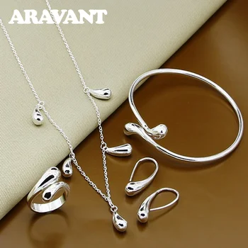 925 Silver Jewelry Sets Water Drop Necklaces Bangles Rings Earrings For Women Jewelry Set
925 Silver Jewelry Sets Water Drop Necklaces Bangles Rings Earrings For Women Jewelry Set