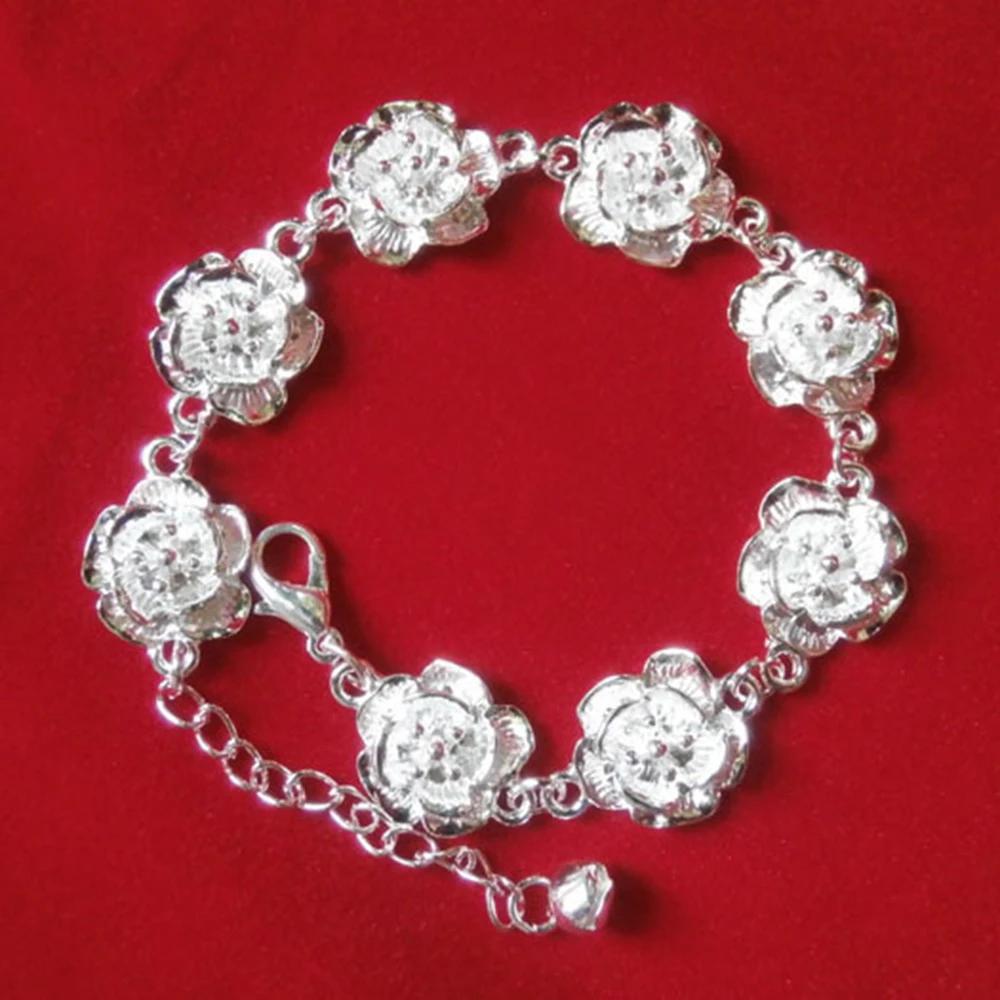 Fashion Silver Charms Rose Design Bracelet Bangle For Women Flower Beads Fit Bracelets Party Wedding Adjustable Jewelry Gifts
Fashion Silver Charms Rose Design Bracelet Bangle For Women Flower Beads Fit Bracelets Party Wedding Adjustable Jewelry Gifts