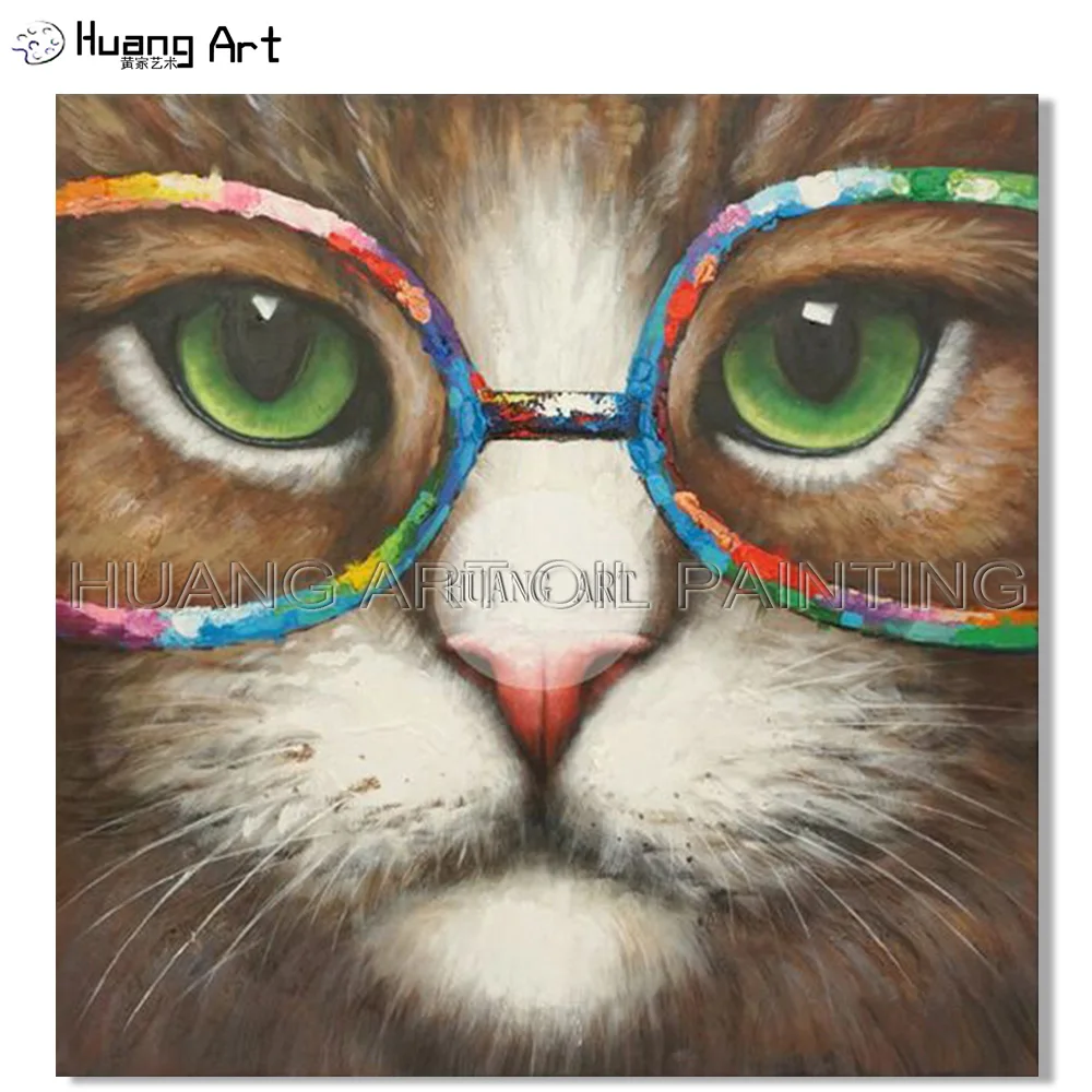 New Arrival Artist Handmade High Quality Modern Animal Cat Face Oil Painting on Canvas Cat with Colorful Glasses Oil Painting
New Arrival Artist Handmade High Quality Modern Animal Cat Face Oil Painting on Canvas Cat with Colorful Glasses Oil Painting