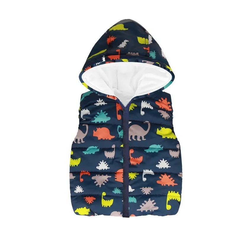 CROAL CHERIE Cute Dinosaur Kids Vest Children's Boys Vest Hooded Jacket Winter Autumn Waistcoats for Boy Baby Outerwear Coats (6)