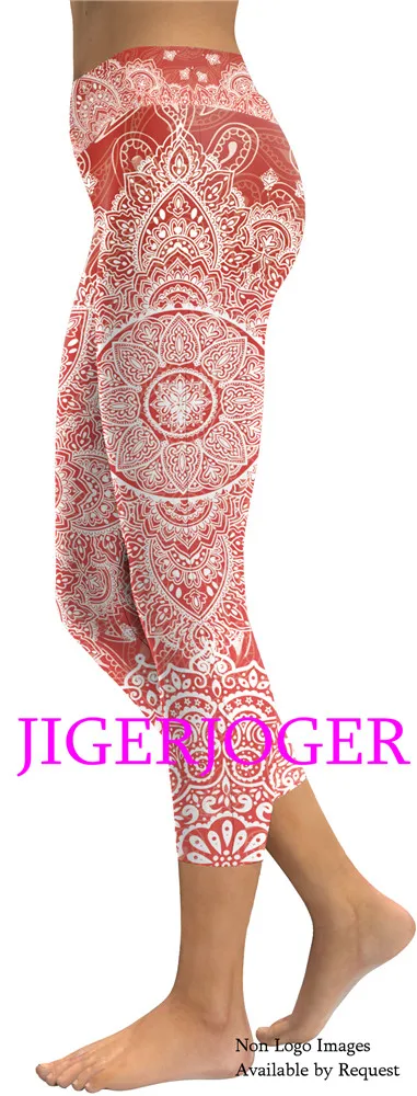 JIGERJOGER Spring Yellow Ganesha Capris Leggings JIGERJOGER Spring Yellow Ganesha Capris Leggings
