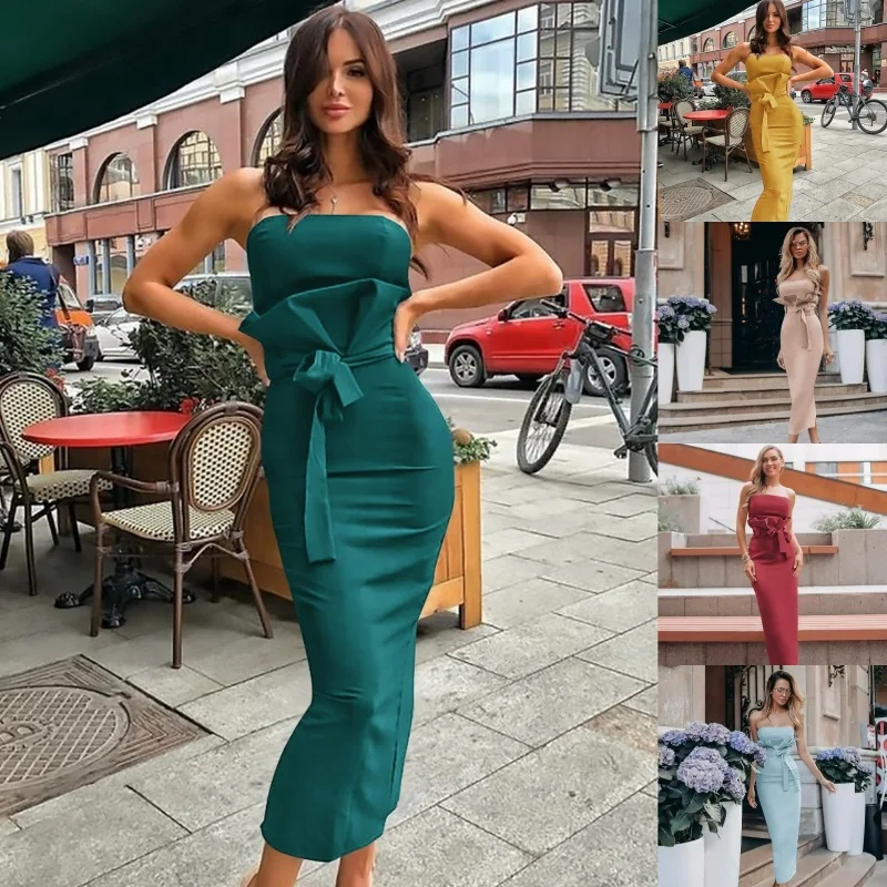 LALYSSE Sexy Party Women Dress Lady Solid Tight Tube Top Bow Waist Dress Summer Elegant High Waist Line Calf Nightclub Dresses
LALYSSE Sexy Party Women Dress Lady Solid Tight Tube Top Bow Waist Dress Summer Elegant High Waist Line Calf Nightclub Dresses
